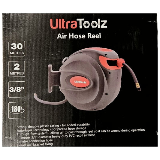 ANGEBOT Ultratoolz Druckluftschlauch auf Rolle – 30 m (9,5 mm) mit Kunststoffgehäuse