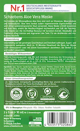 10 x Schaebens Gezichtsmasker Aloe Vera (2×5 ml), 10 ml