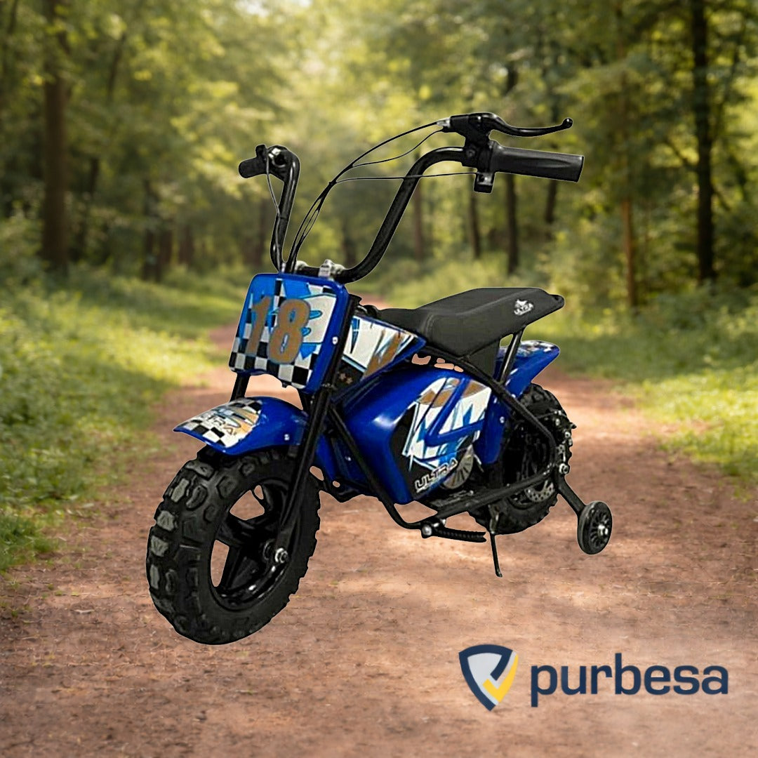 Ultra Motocross Monkey Bike 250W – Elektrische Kinder Crossbike met Zijwieltjes (24V)