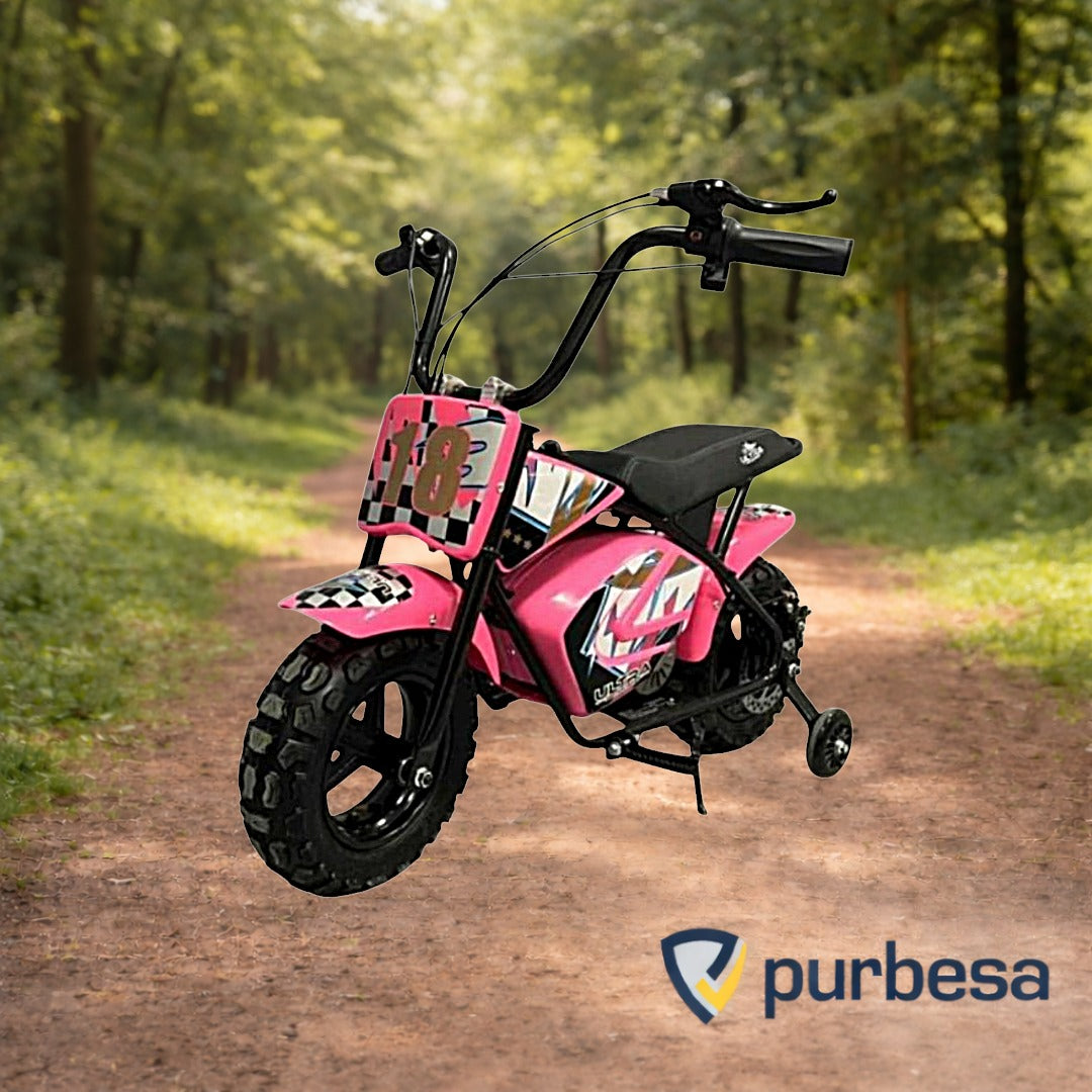 Ultra Motocross Monkey Bike 250W – Elektrische Kinder Crossbike met Zijwieltjes (24V)