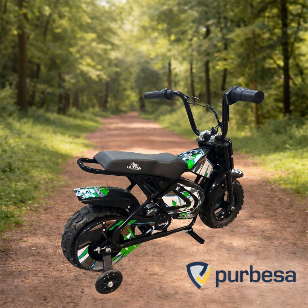 Ultra Motocross Monkey Bike 250W – Elektrische Kinder Crossbike met Zijwieltjes (24V)