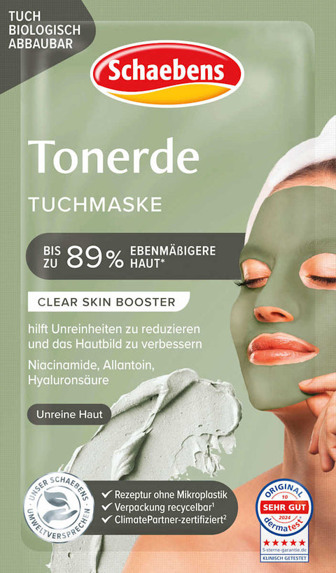 10 x Schaebens Gezichtsmasker Tonerde (klei/doekmasker)